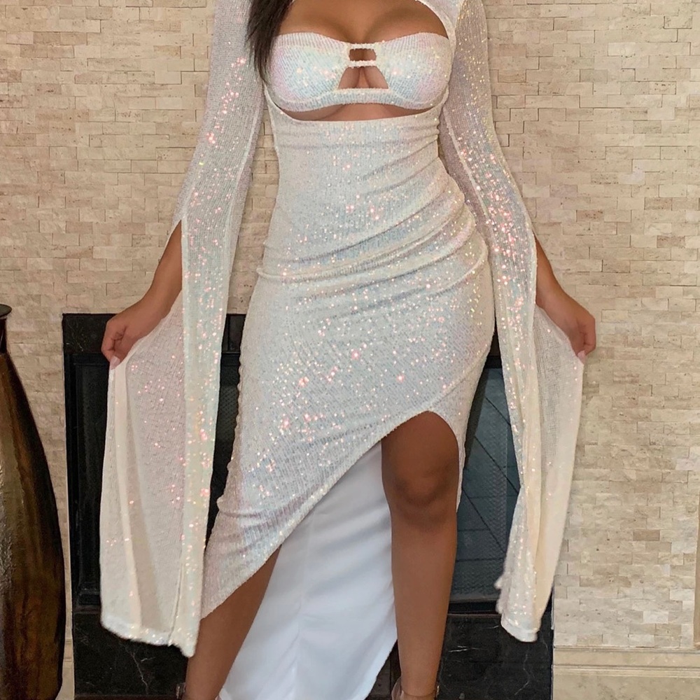Shimmer maxi dress evening wedding prom sexy 😍🥰